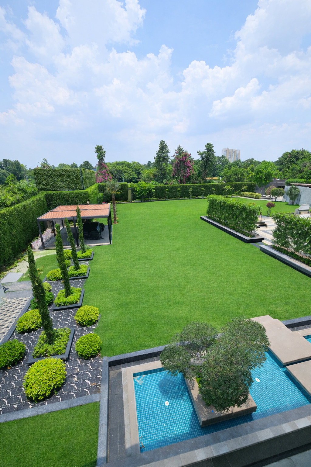 Luxury Landscape Design for Modern Villa | Premium Lawn & Garden